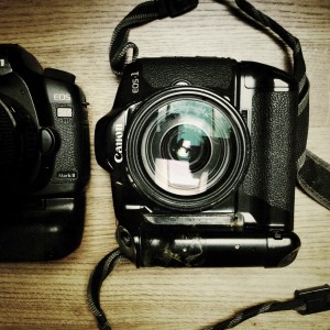 My first Canon EOS 1 and my current 5D MK2